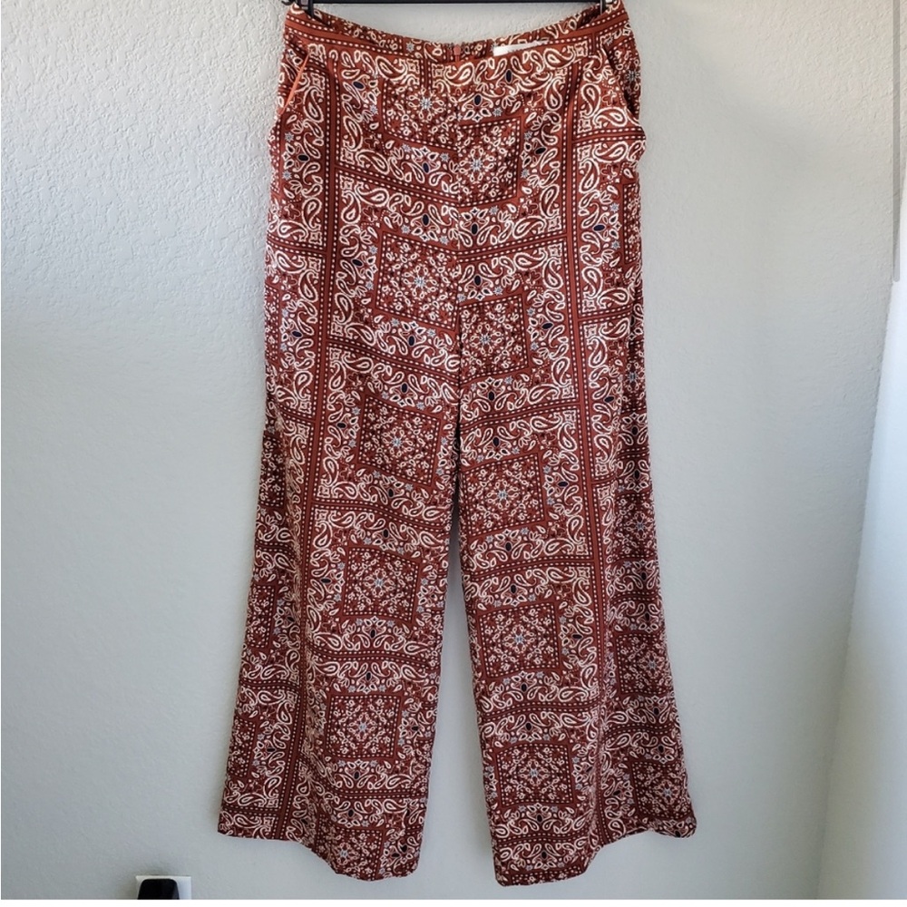 Lush paisley print high waist wide leg pants